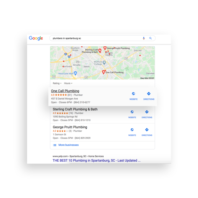 Plumber map listing SEO