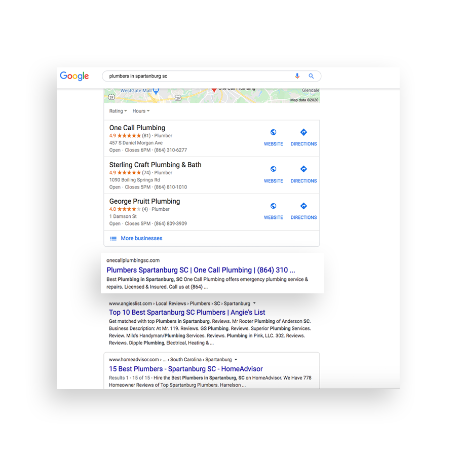 plumbing company seo service results